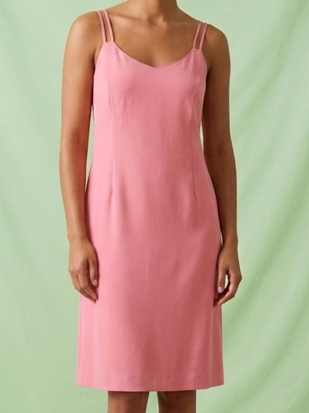 Jackie k Women's Coral Pink Midi Slip Dress - V-Neck sSz8-10 y2k, vintage